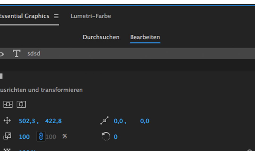 Das neue Essential Graphics Panel in Adobe Premiere CC 2017